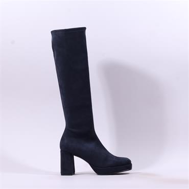 Miss Elastic Hilary Platform Long Boot - Navy Suede